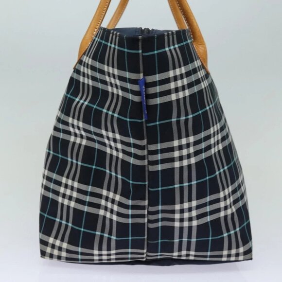Burberrys Nova Check Blue Label Hand Bag Canvas Navy Auth ti1777 - Picture 6 of 16